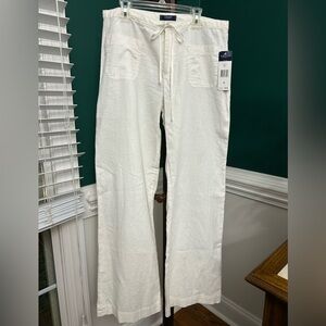 Chaps, White Linen wide legged, drawstring pants. Women’s size 6, New with tags